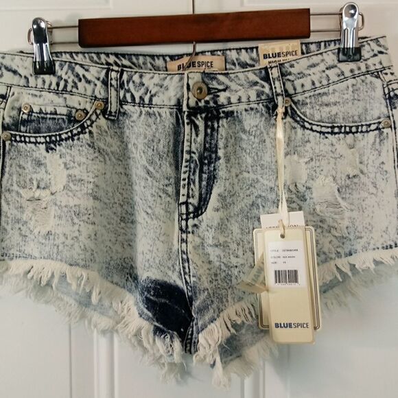 Blue spice high waist Jean booty shorts - Picture 2 of 8